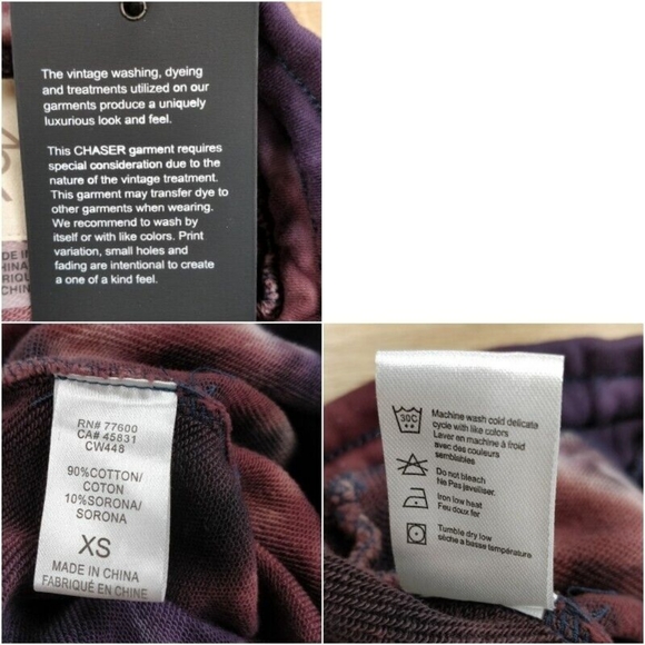 $88 NEW Chaser Mika Tie Dye Joggers Sweatpants Purple Red Cotton Sorona Blend XS - Picture 8 of 8